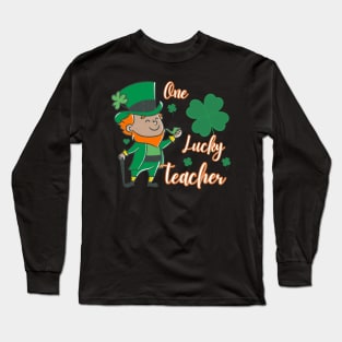 One Lucky Teacher Retro Vintage St Patrick's Day Long Sleeve T-Shirt